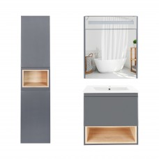 Комплект меблів для ванної Qtap Robin тумба з раковиною + дзеркальна шафа + пенал QT044RO42972
