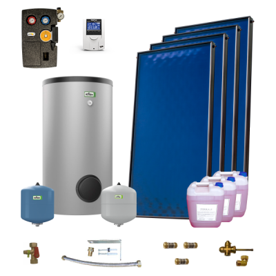 Комплектний пакет ENSOL для приготовления горячей воды на 4-6 человек с 4 панелей с баком 400л